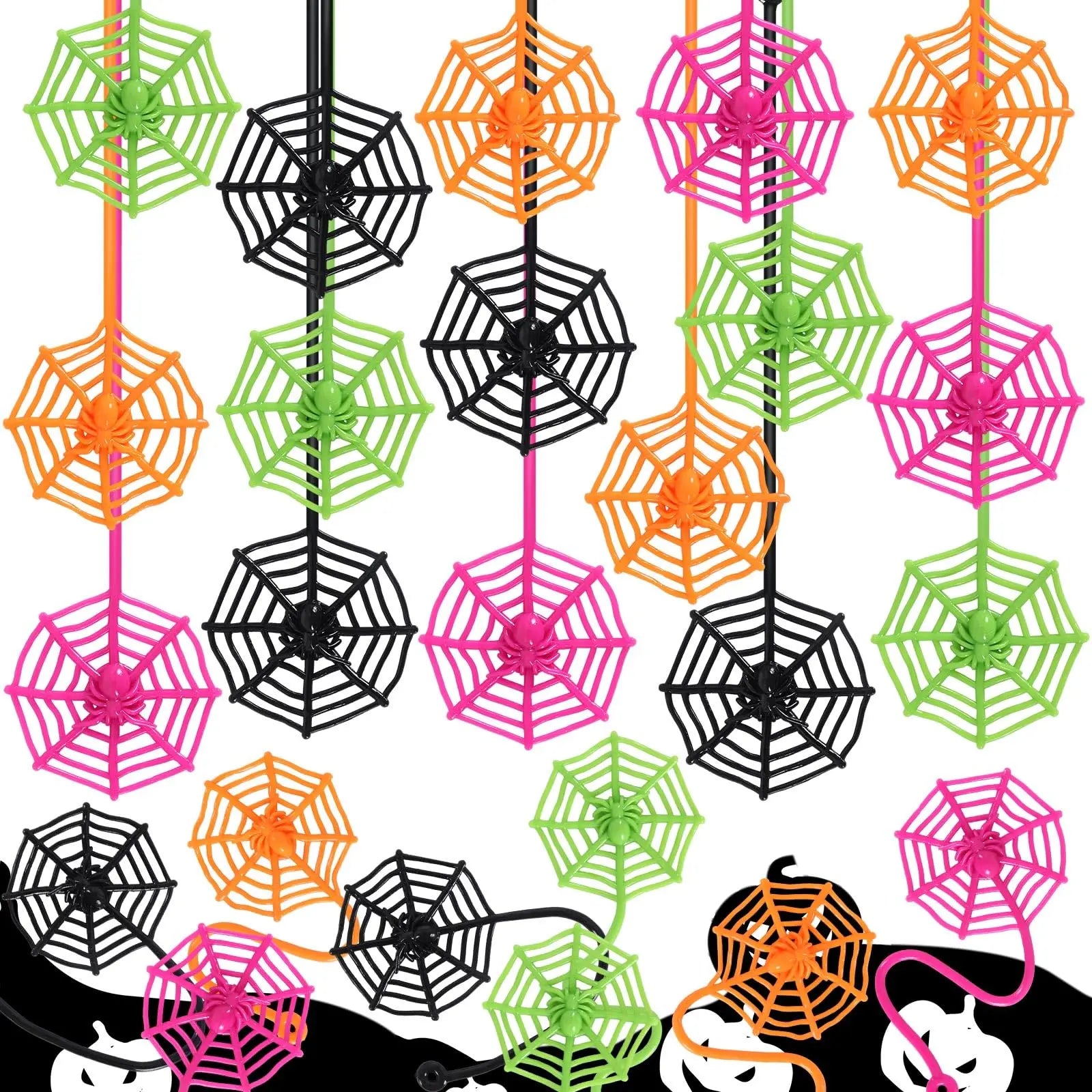 12-100pcs Halloween Cobweb Sticky Hands Toys Spider Web Sticky for Kids Goodie Bag Stuffers for Halloween Party Favor Supply