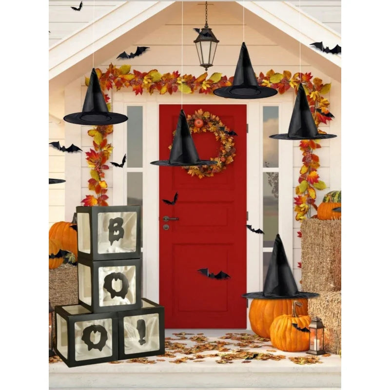 4Pcs Halloween Balloon Boxes with 4 black “BOO!” letter，Balloon Arch Decor for Halloween Party Decorations Shower Decoration