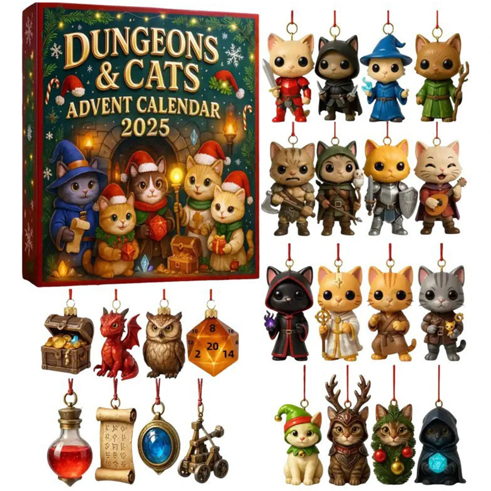 2025 Dungeons & Cats Advent Calendar Doll Christmas Atmosphere Decorative Gifts New Year 24 Days Countdown Surprise Blind Box