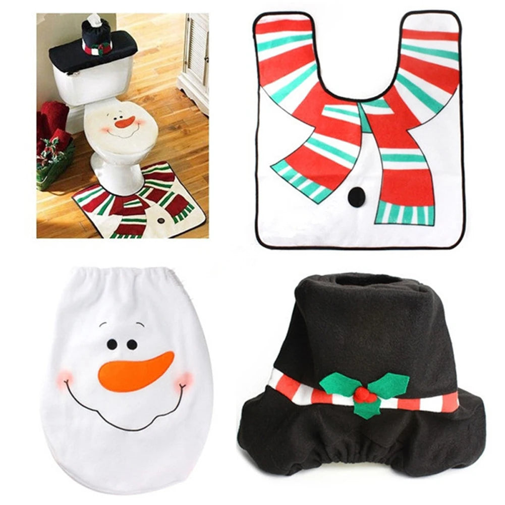 2025 Cute Christmas Toilet Seat Covers Creative Santa Claus Bathroom Mat Xmas Supplies for Home New Year Navidad Gift Decor 2026