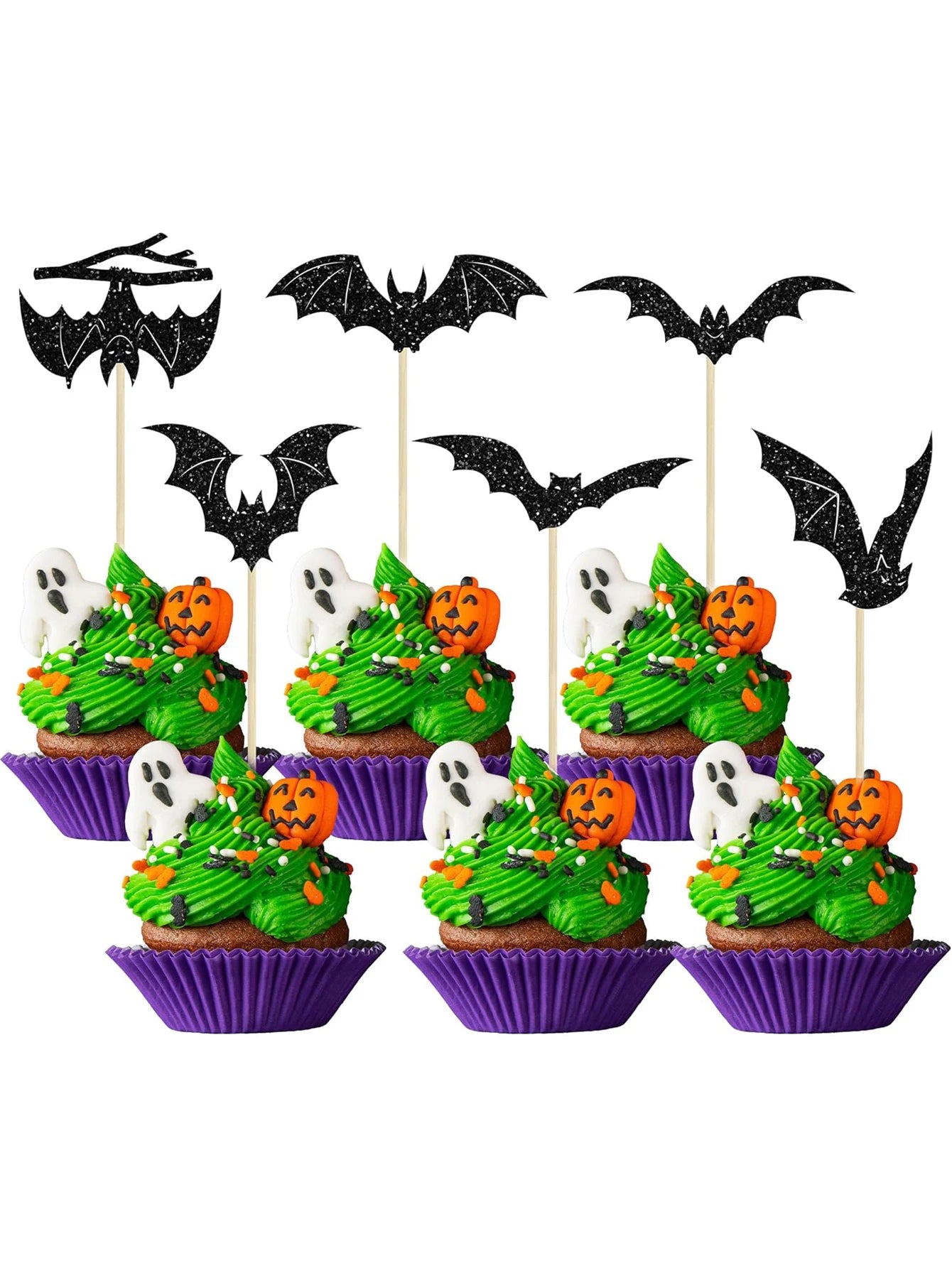 24pcs Halloween Cake Decoration Bat Birthday Cake Topper Halloween Birthday Party Cake Decoration Supplies Halloween Decoration