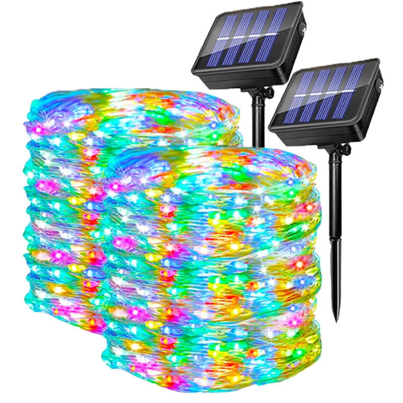 4pcs Outdoor Led Solar String Light Fairy String Christmas Tree Decor Lighting for Wedding Festival Party Garden Xmas Halloween