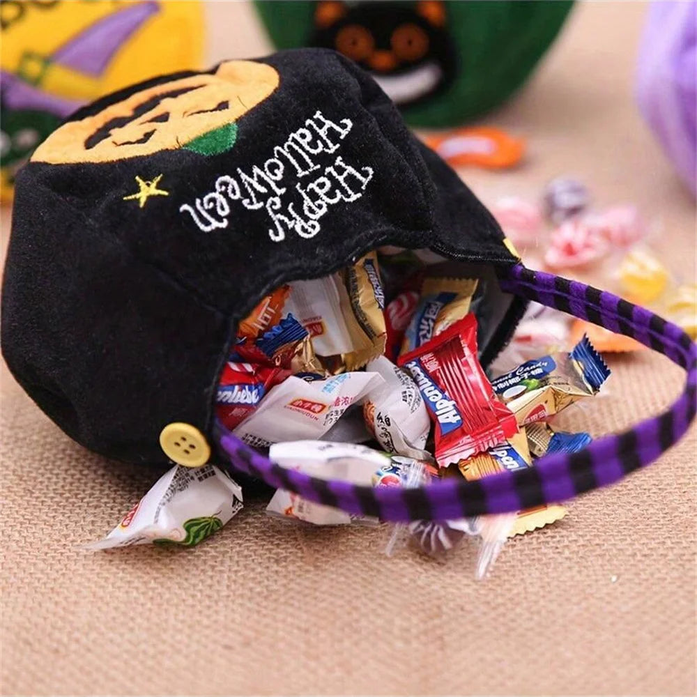 Halloween Decorations, Round Hat Bag with Handle, Kids Candy Gift Bags, Ghost Festival Props, Home Decoration, Party Supplies