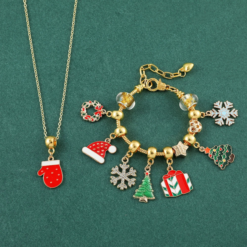 Cute Cartoon Christmas Blind Box Advent Calendar DIY Jewelry Exquisite Bracelets And Necklaces for Girls Birthday Fashion Gifts