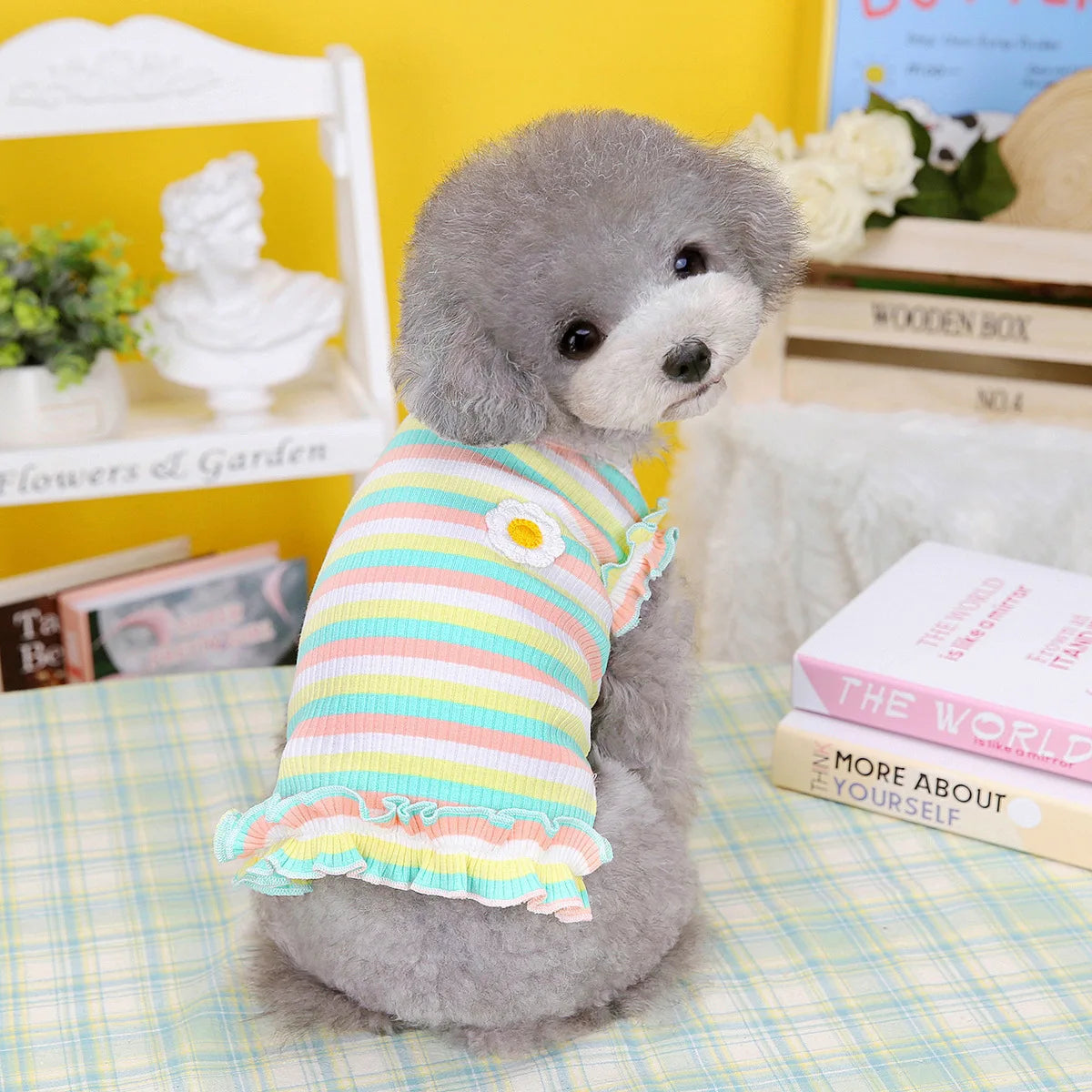 Puppy Summer Clothes Dog Fancy Dress for Small Breeds Dogs Pet Short Skirt Pomeranian One Piece Ropa Perro Costume Roupa Vestido