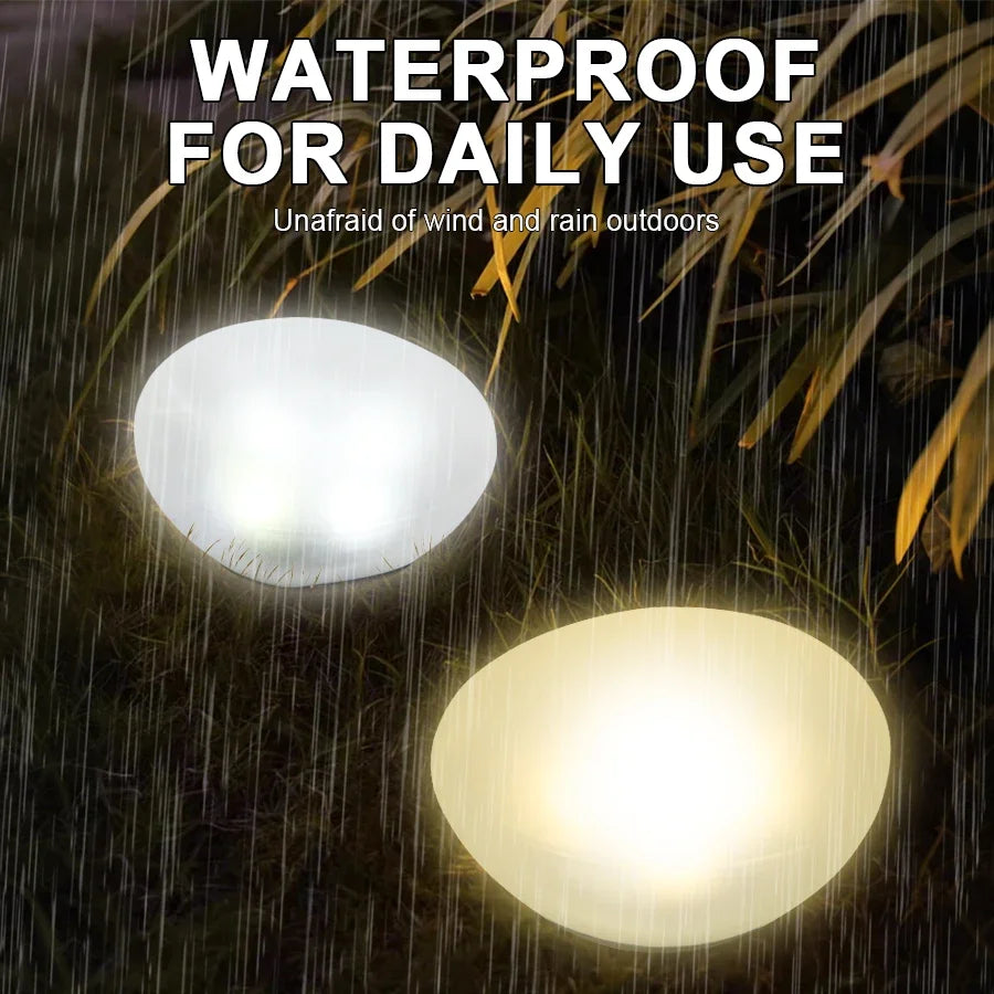 LED Solar Stone Lights Outdoor Waterproof Solar Powered Rock Light,Outdoor Landscaping Spotlights Solar Garden Yard Decor Lamp