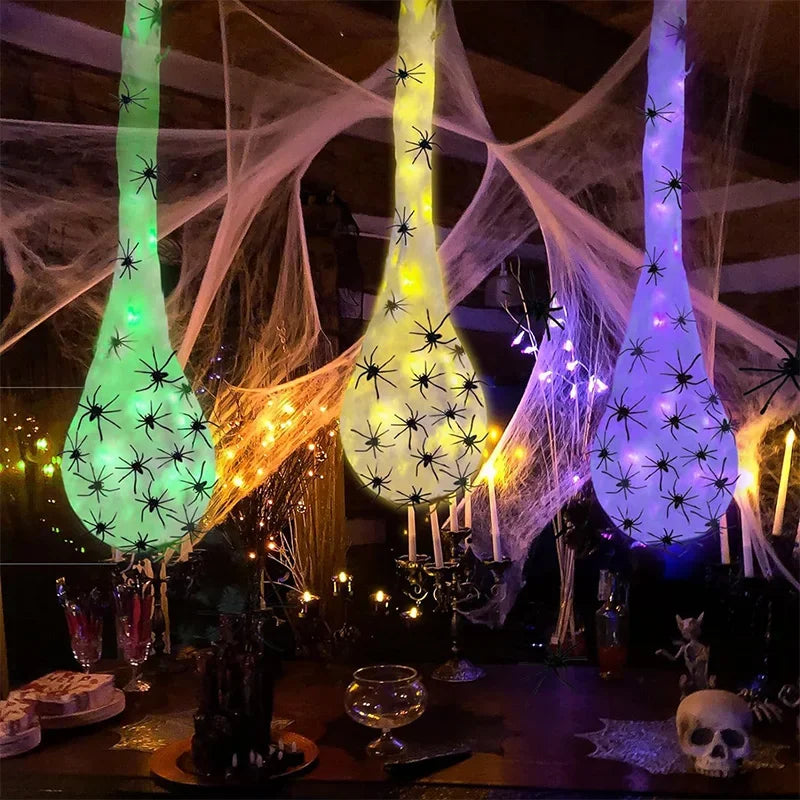 1-5PCS Halloween Hanging Spider Egg Sack Decoration with LED Lights Battery Powered for Haunted House Porch Yard Party Decor