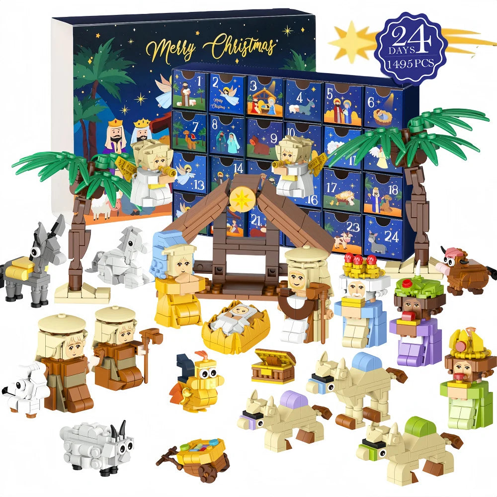 Nativity Advent Calendar 2025 Building Blocks - 24 Days Christmas Countdown Toy for Kids 6-12, Christian Religious Educational