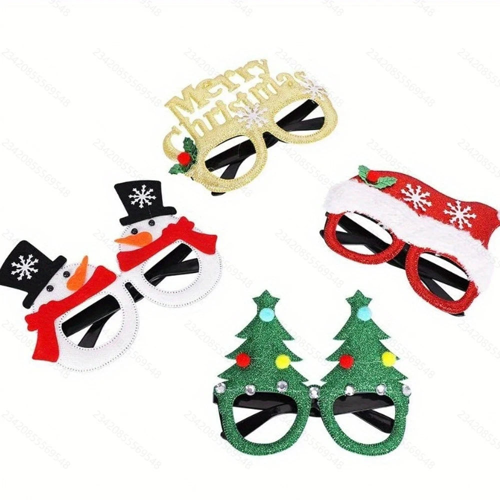 12pcs Christmas Glasses Santa Claus Xmas Tree Elk Paper Glasses Frame Photo Prop Christmas Decorations Navidad Kid Gifts