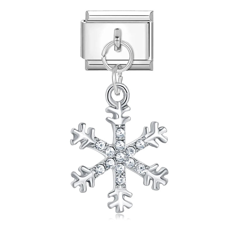 2025 New Original Christmas Tree Santa Claus Italian Charm Links Fit 9mm Bracelet Stainless Steel Jewelry Making Christmas Gift