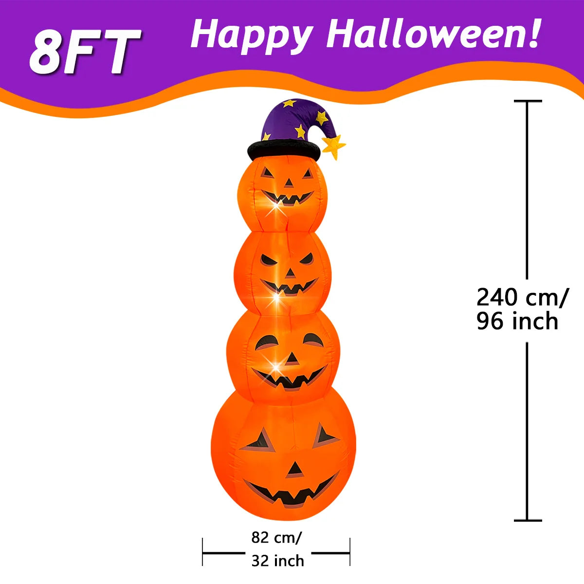1pc Halloween Inflatables Outdoor Decorations Inflatable Yard Decoration with Build-in LEDs Blow Up Pumpkin for Halloween Party