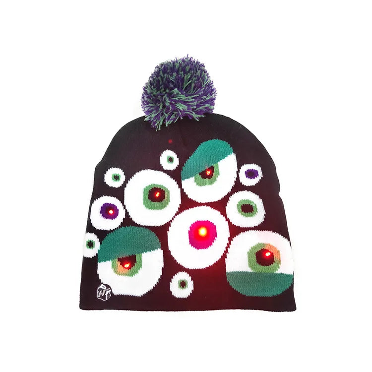 NEW 50 Designs LED Christmas Hats Beanie New Year Knitted Illuminate Warm Hat Christmas Tree Snowman Kids Adults Hat