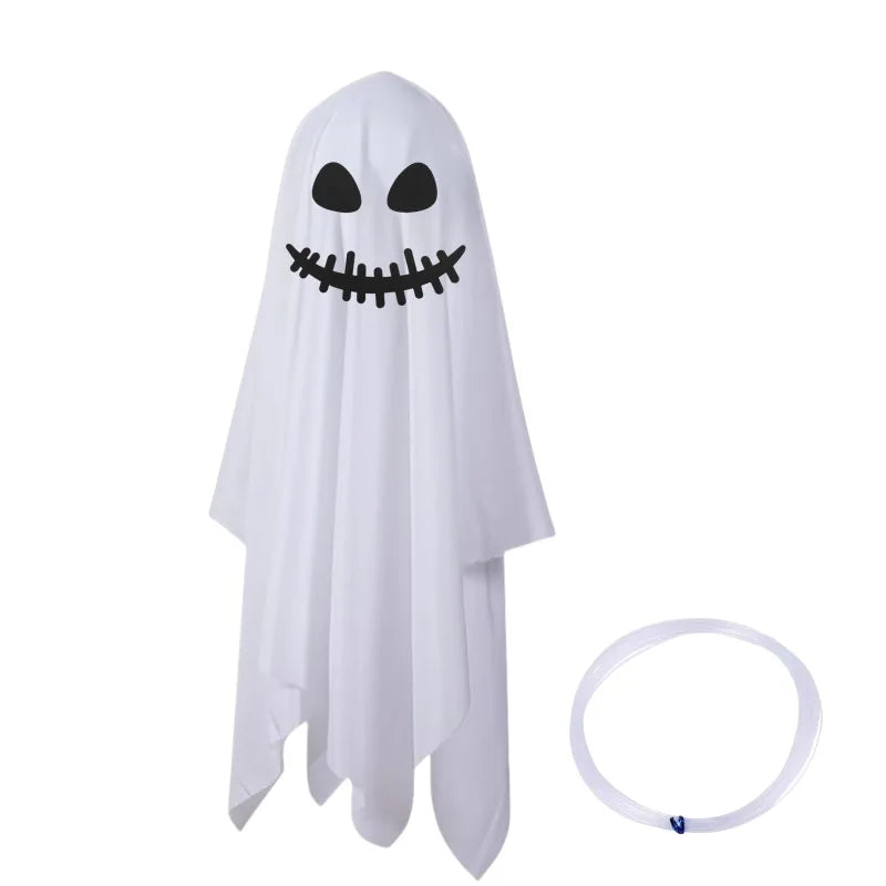 68/125CM Halloween Hanging Ghost Decor White Cloth Hanging Ghost Halloween Flying Ghost Party Decor Front Porch Yard Garden