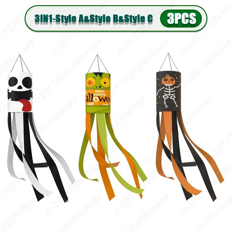 20PCS New Halloween Ghost Windsock Flag Waterproof Ghost Flag Patio Party Decoration Ghost Festival Outdoor Decoration Supplies