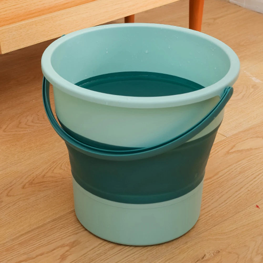 5/10/17L Folding Portable Bucket with Cover Car Wash Fishing Bathroom Tool Silicone Bucket Outdoor Camping Household Supplies