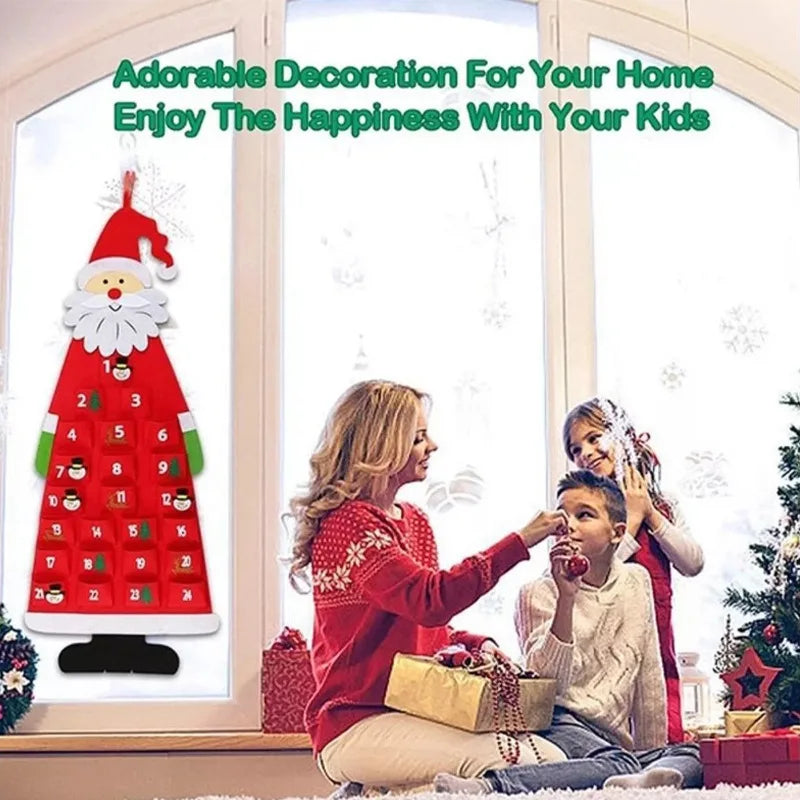 Felt Pendant Santa Claus Pocket Calendar Christmas Countdown Calendar Pendant Christmas Decorations Scene Background Supplies