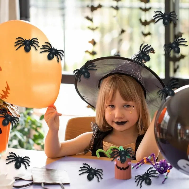 1000/50x Halloween Spider Decoration Small Black Plastic Fake Spiders Haunted House DIY Party Prop Simulation Insects Tricky Toy