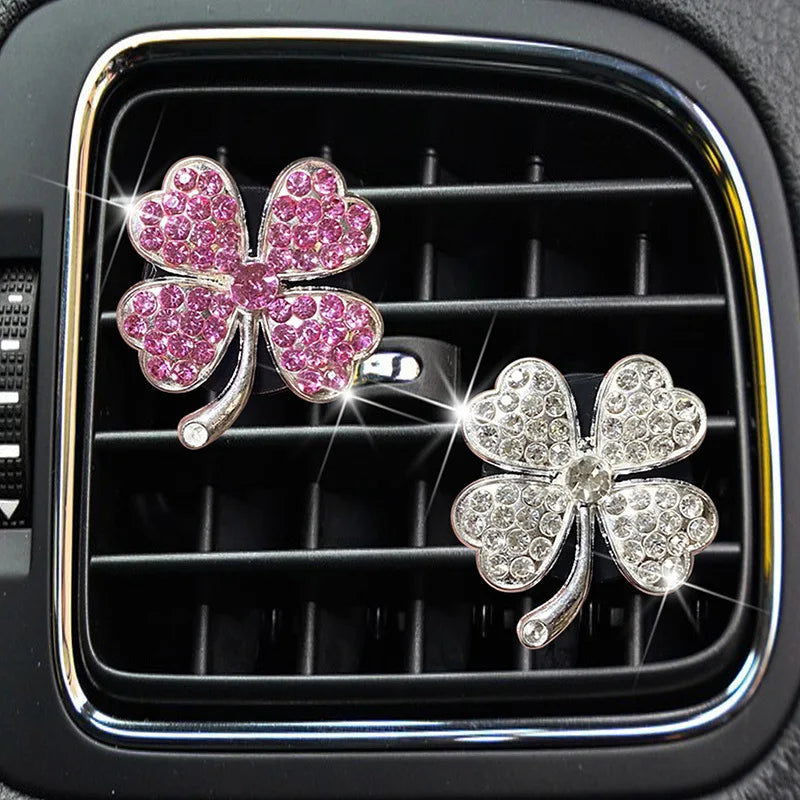 2 pcs  Car Aromatherapy Four-leaf Flashing Grass Interior Fragrance Decoration  Air Conditioner Vent Personalized Accessories