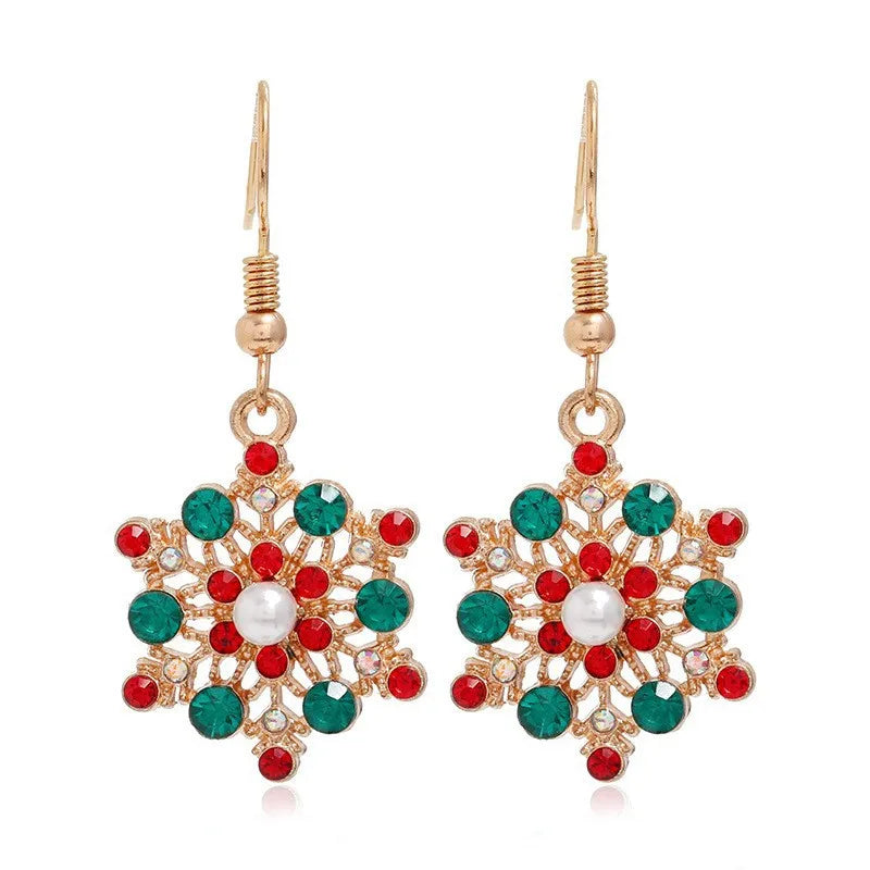 Fashion Christmas Tree Drop Earrings Small Bell Snowflake Earings for Women Cute Bowknot Dangle Earring New Year Gift Brincos