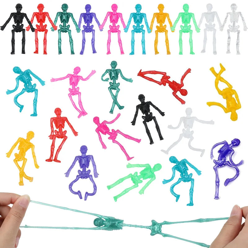 10/20/30pcs Halloween Stretchy Skeleton Trick or Treat Gift Fun Sticky Toy Kids Halloween Party Favors Goody Bag Pinata Fillers