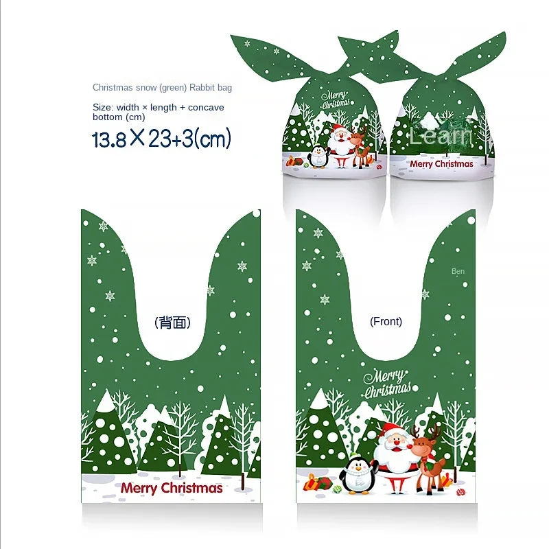 50PCS Santa Claus Snowman Candy Bags Christmas Plastic Gift Bag Merry Christmas Decorations Noel Gifts New Year