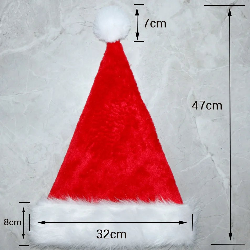 Plush Christmas Santa Hat - Unisex Red Hat for Adults & Kids,Xmas New Year Party Decoration Supplies,Long Plush Festive Gift Hat