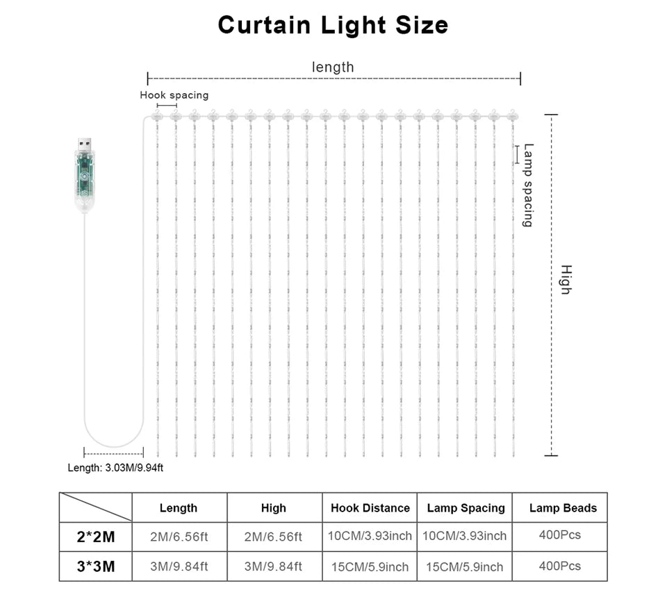 APP Control Smart LED Curtain Lights Sting USB 5V Fairy Light DIY Text Pattern Display for Room Outdoor Garden Christmas Decor