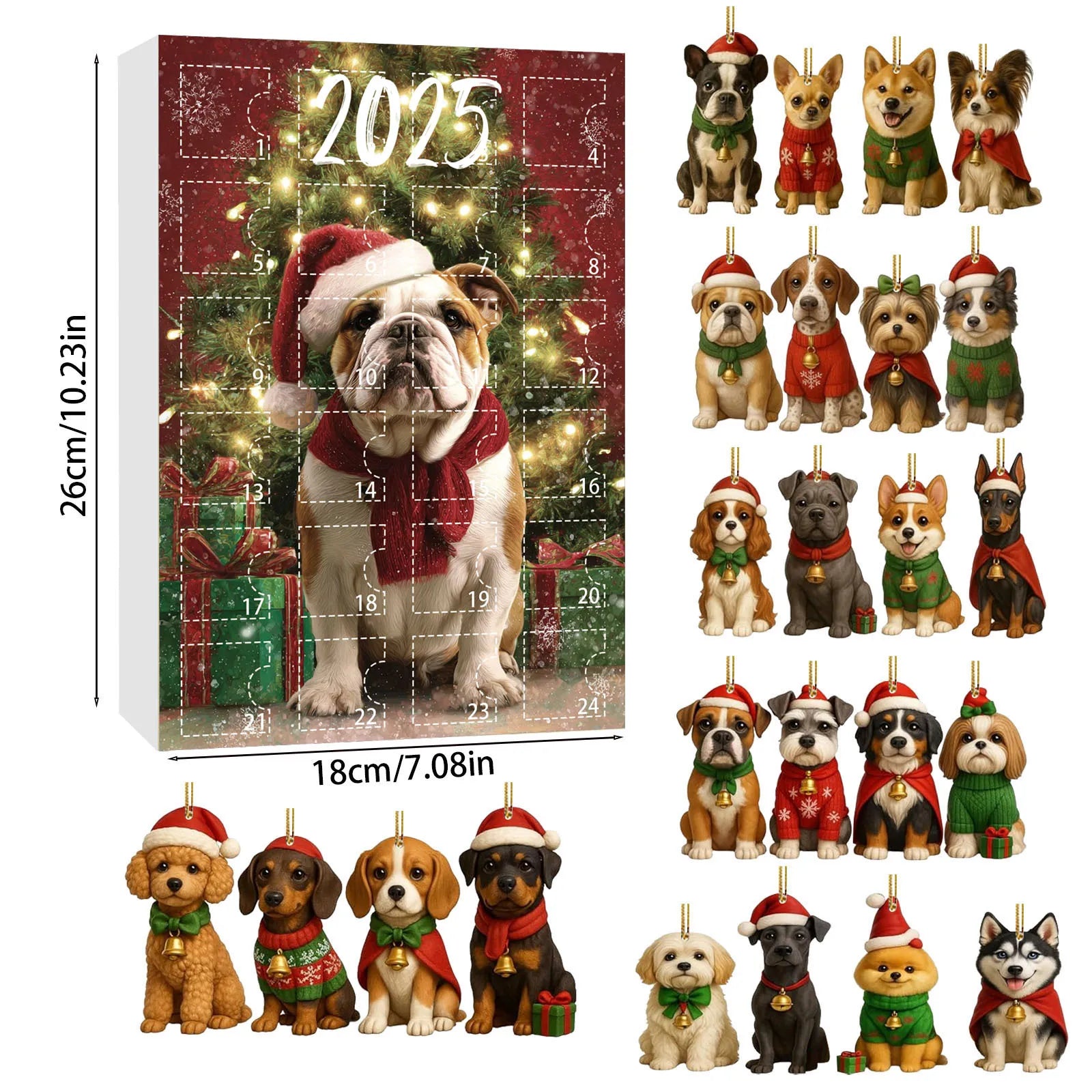 2025 Dachshunds 24 Days Christmas Countdown Calendar Dachshunds Figure Ornaments Xmas Advent Calendar Xmas Gifts for Dog Lover
