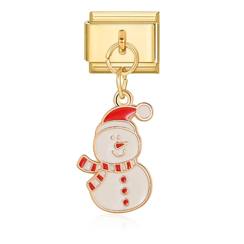 2025 New Original Christmas Tree Santa Claus Italian Charm Links Fit 9mm Bracelet Stainless Steel Jewelry Making Christmas Gift