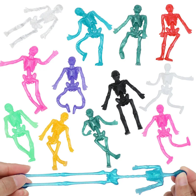 10/20/30pcs Halloween Stretchy Skeleton Trick or Treat Gift Fun Sticky Toy Kids Halloween Party Favors Goody Bag Pinata Fillers