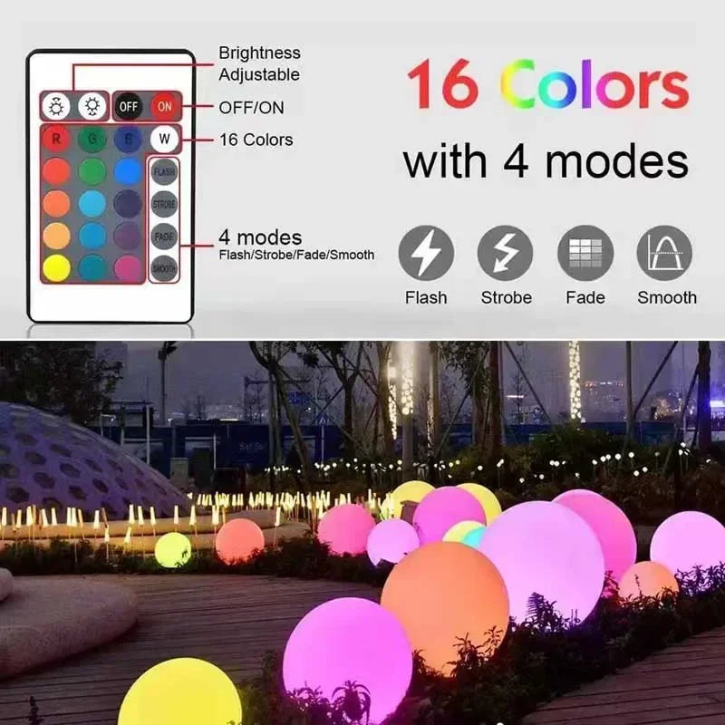 LED Ball Light Solar Lamp Outdoor Lawn Lamp Luminous Ball Pool Bedroom Table Party Garden Lighting Remote Control Waterproof