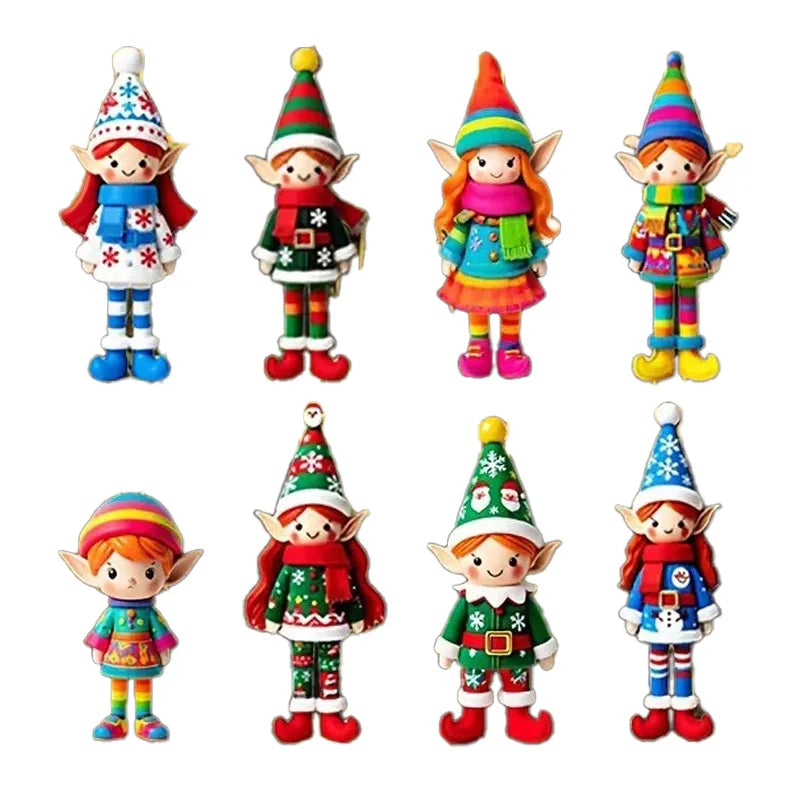 8/16/32Pcs Christmas Wooden Pendants 2D Angel Elf Xmas Hanging Ornament with Rope 2025 Christmas Home Decoration DIY Gift Labels