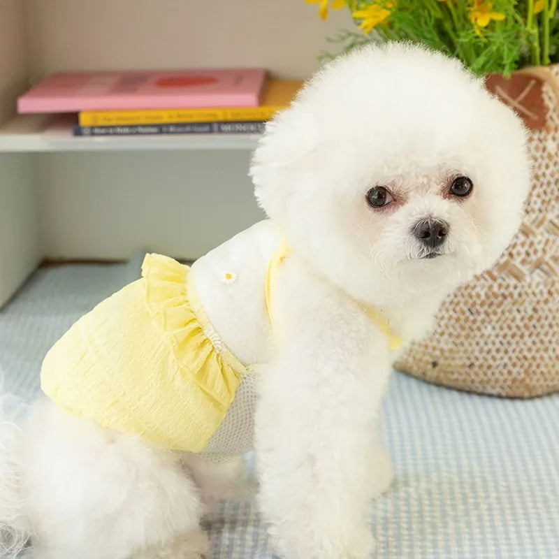 Summer Thin Pet Dog Vest Bubble Strap Small Dog Clothes Chihuahua Bichon Frise T Shirts Pet Cat Dog Costume Cute Puppy Dog Vest