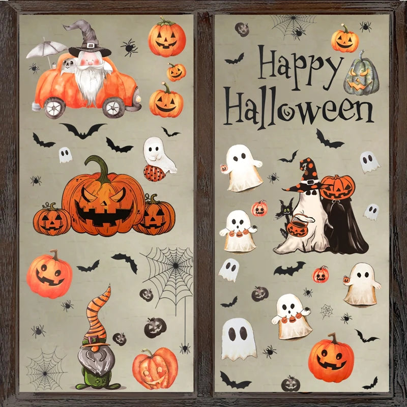 Halloween Window Sticker Halloween Theme Party Decoration Kids Favors Pumpkin Bat Window Stickers Trick or Treat Party Supplies