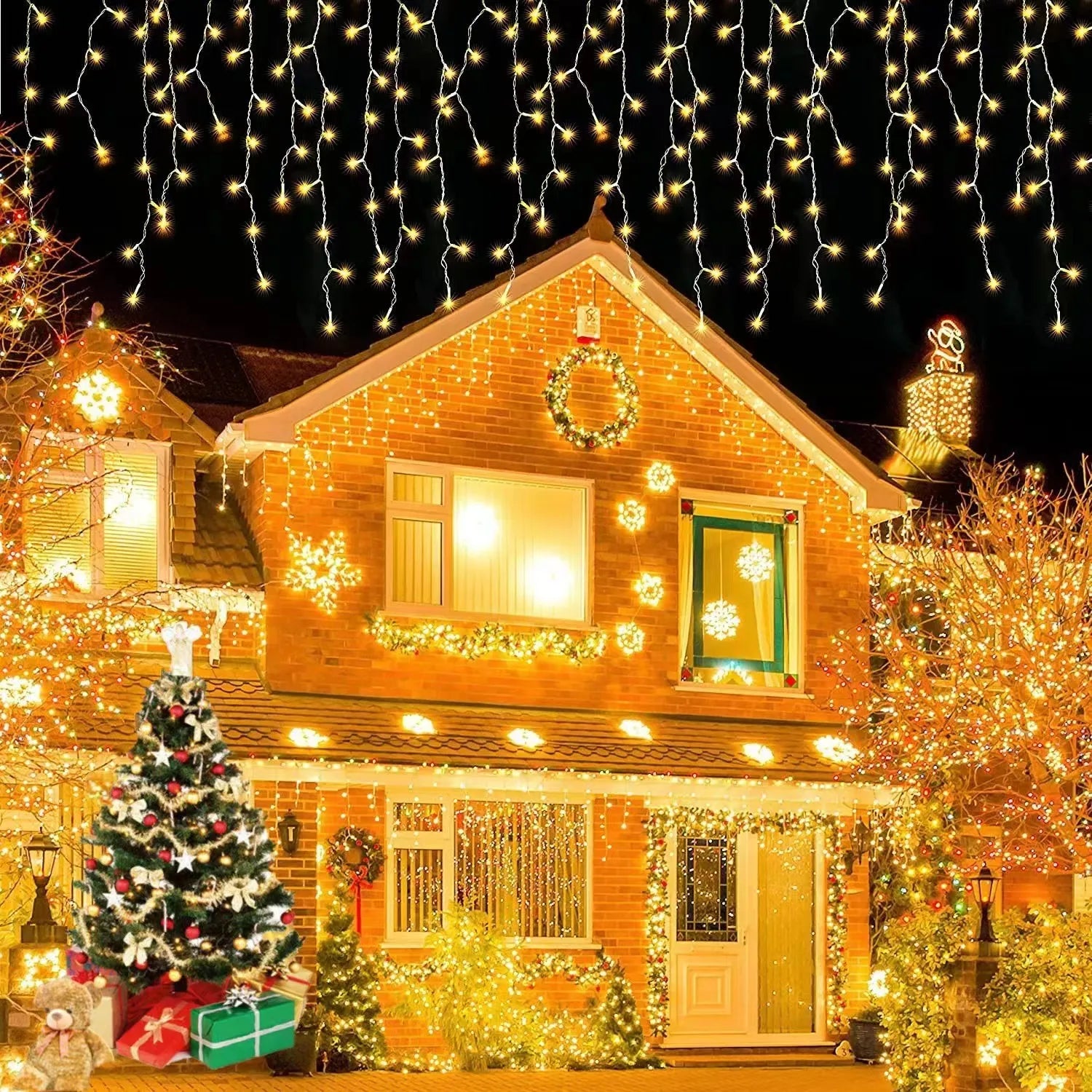 Christmas Decoration 2024/2025 icicle Led Curtain Lights for Outdoor Droop 0.4/0.5/0.6M Christmas Lights for home New Year 2025