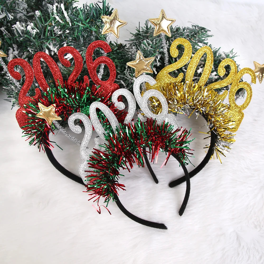 2026 Christmas Star Color Strip Headband New Year's Eve Digital Creative Party Decoration Head Buckle