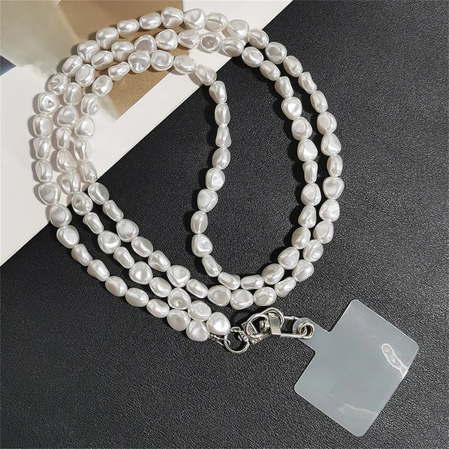 Korean Luxury Mobile Phone Corssbody Lanyard Pearl Bracelets Chain For iPhone 14 15 pro max Samsung Flip 4 S21 s22 S23 Ultra