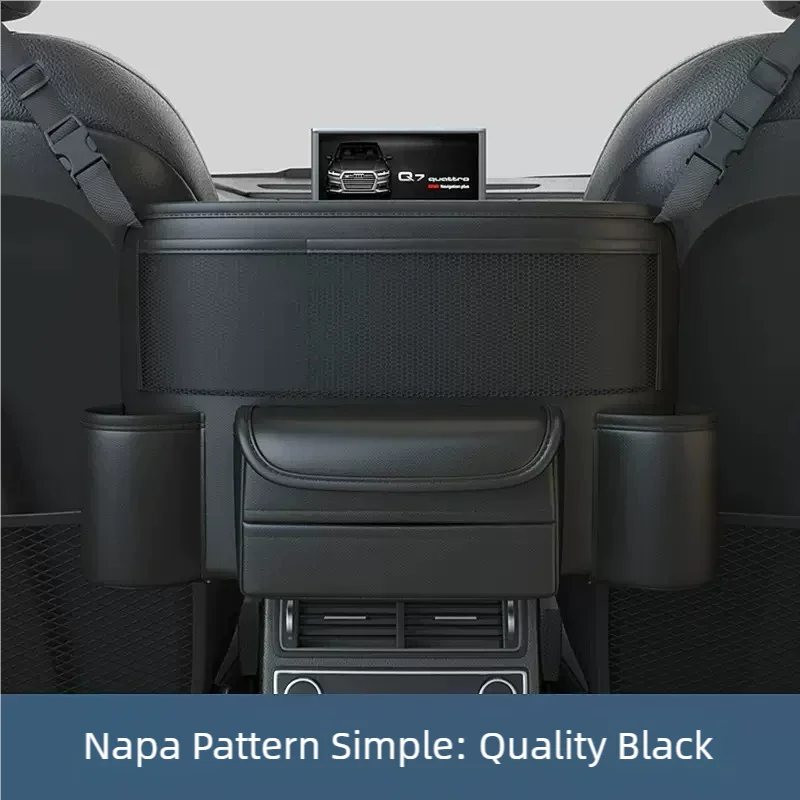 Leather Car Seat Middle Hanger Storage Bag Luxury Auto Handbag Holder Between Seats Tissue Water Cup Pockets Stowing Tidying