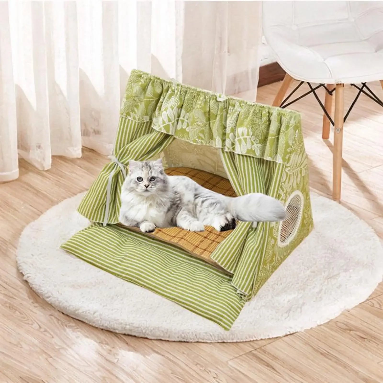 Cute Cat Tent House Removable Clean Dog Tent Bed Breathable Cool Cats Summer Cave Large Space Puppy Kitten House Pet Accessories