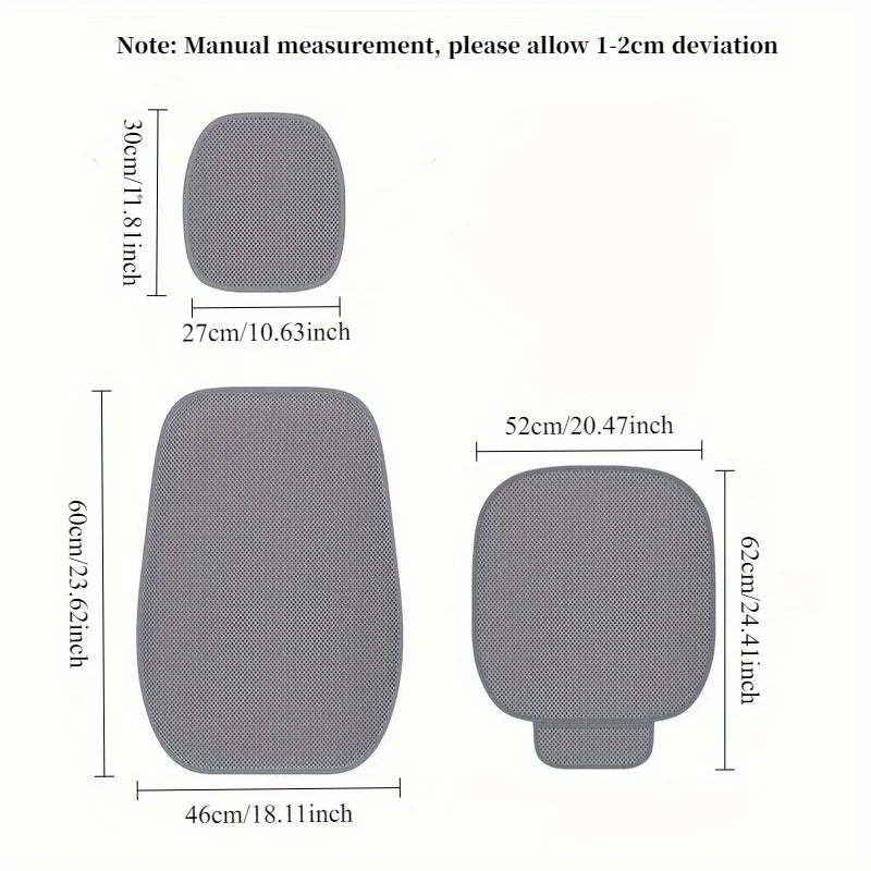 Single Summer Thickeneded Ice Silk Car Seat Cushion, 3D Fiber Honeycomb Mesh, Three-Dimensional Rebound, Comfortable and Breathable, Machine Washable, Suitable for Most Cars, Trucks, Suv