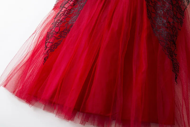 Girl Vampire Halloween Dress for Kid Ghost Bride Gothic Cosplay Vampire Costume Dress for Kids Carnival Outfit Black Red Clothes