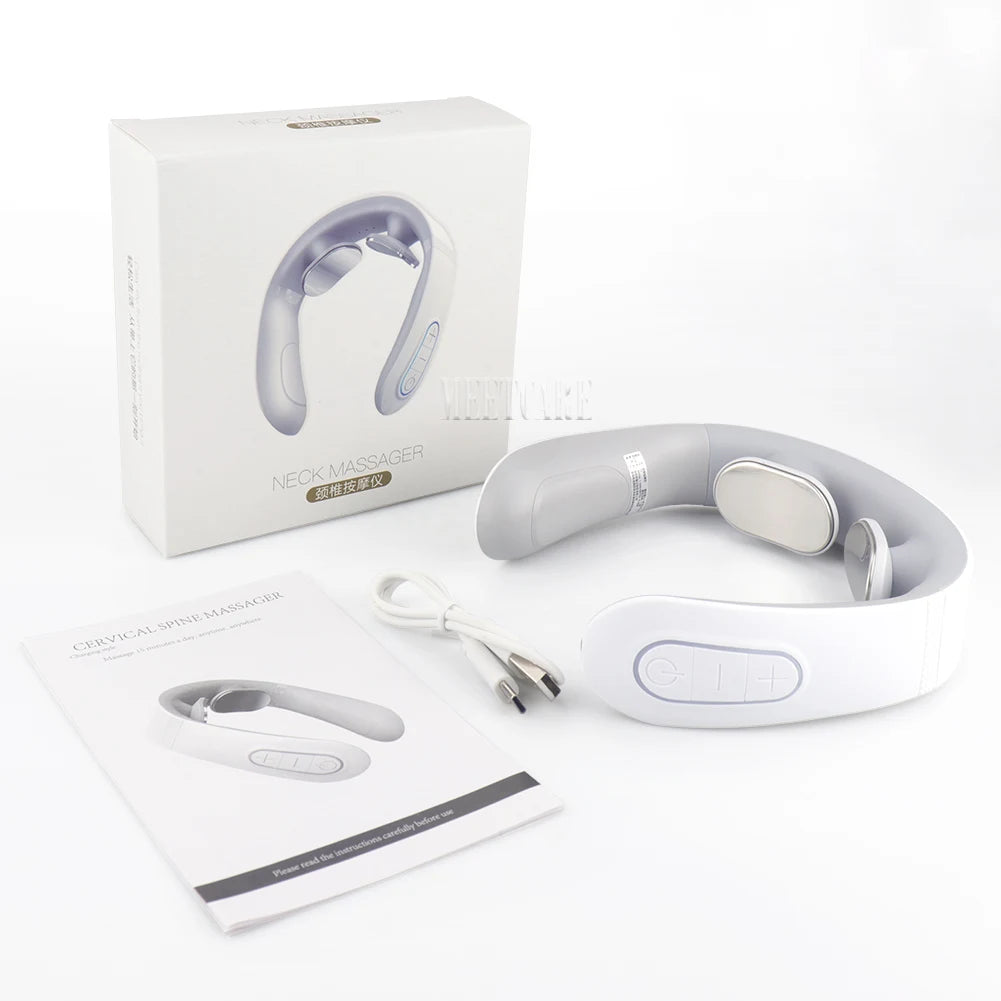 Smart Back Neck Massager with Heating TENS Pulse Cervical Muscle Massage Wireless Shoulder Relief Pain Health Care