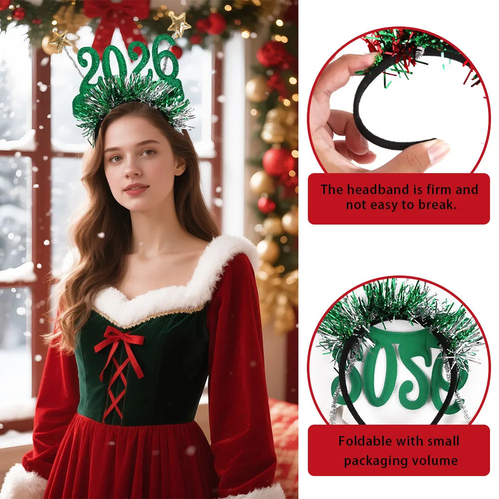 2026 Christmas Star Color Strip Headband New Year's Eve Digital Creative Party Decoration Head Buckle