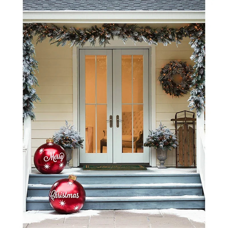 2024 Christmas 60cm Outdoor Inflatable Ball PVC Giant Big Ball Tree Ornament Outdoor Toy Ball Christmas Gift Ornament  2025