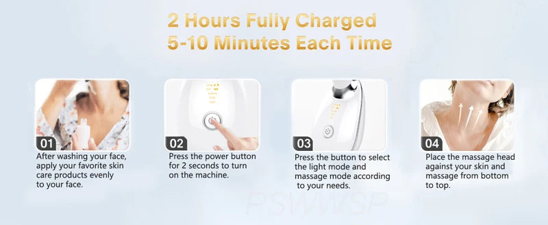 EMS Neck Facial Massager Lift Seven Colours LED Photon Therapy Vibration Face Beautify Anti Wrinkles Tightening Skin Care Device