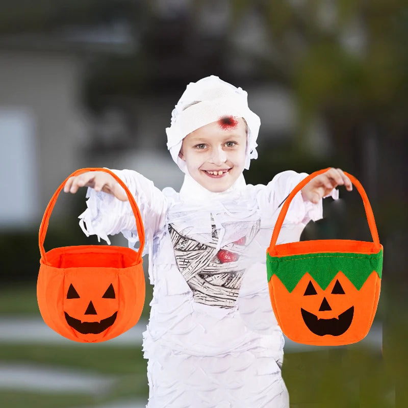 Halloween Pumpkin Candy Gift Bag With Handheld Cloth Pumpkin Cookie Snack Bags Halloween Party Decor Kids Favors Trick Or Treat