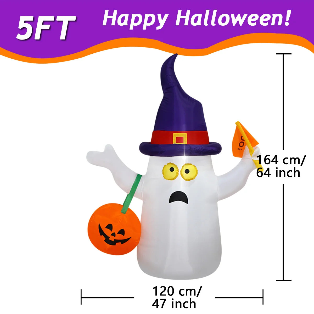 1pc Halloween Inflatables Outdoor Decorations Inflatable Yard Decoration with Build-in LEDs Blow Up Pumpkin for Halloween Party