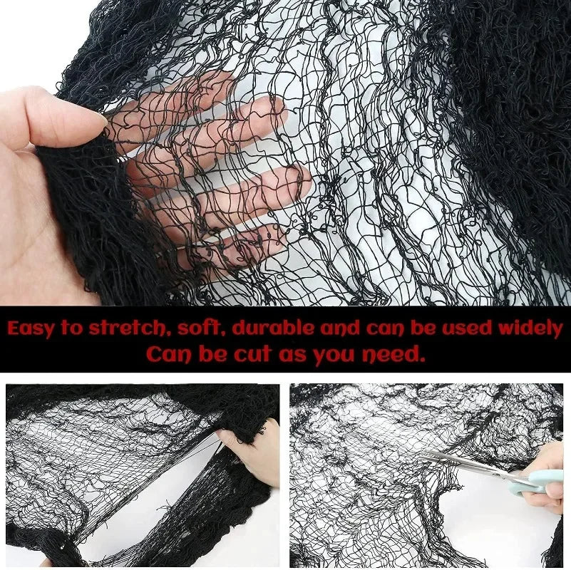 5/1PCS Halloween Black Gauze Horror Haunted Houses Decor Black Creepy Cloth Party Home Doorway Wall Gauze Terror Scene Props