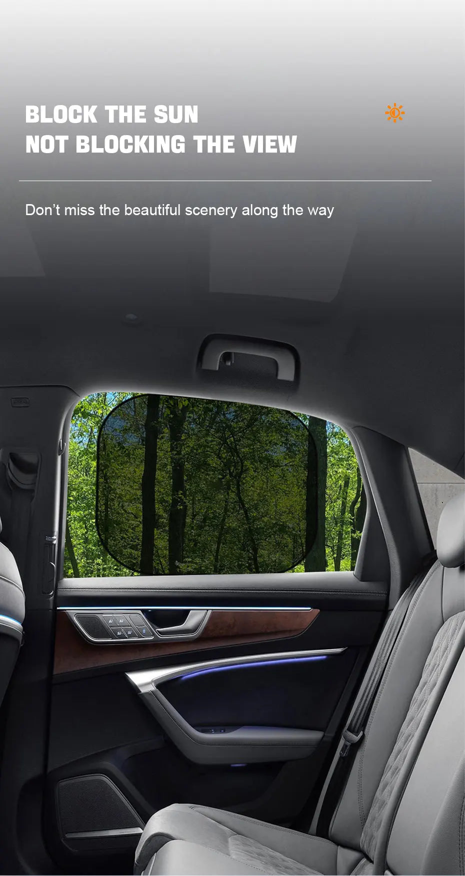 SEAMETAL 2PCS Car Window Sunshade Cover Sun Shield UV Protection Auto Front Rear Black Window Curtain Summer Car Accessories
