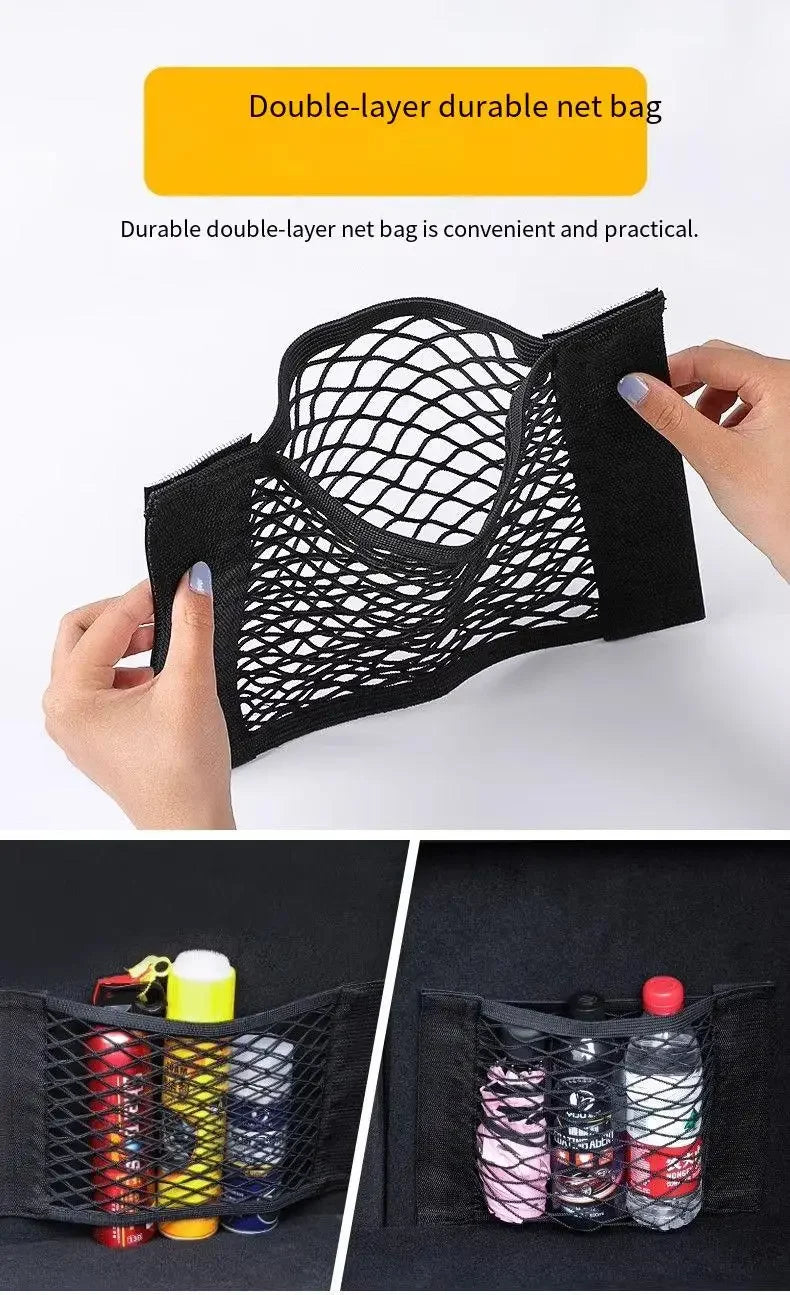 Car Back Rear Trunk Bag Organizer Mesh Net Auto Seat Back Storage Bag Pocket Universal Car Stowing Tidying Elastic String Net